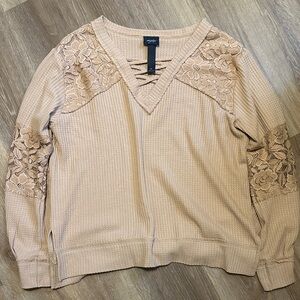 Daytrip Tan Lace Detail Top